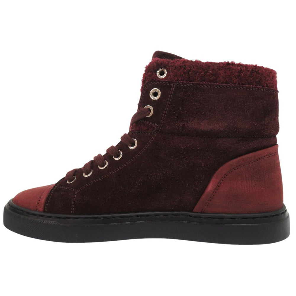 CHANEL sneakers G31058 Tweed, suede, embossed carthskin Bordeaux CC Mark COCO Mark 15A High Cut Suede Calfskin 9.4" 8 Hole Women 37 Used Authentic