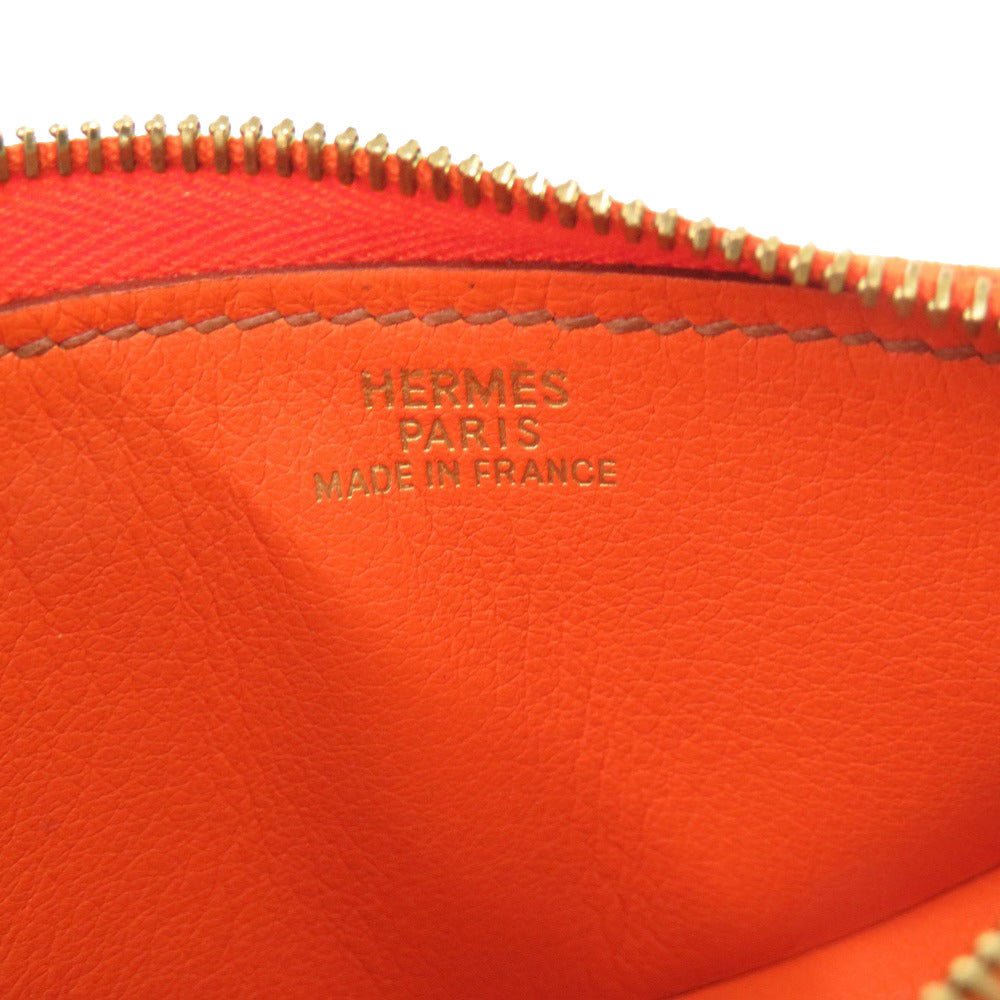 HERMES Coin case leather Orange Fruit orange Women Used Authentic