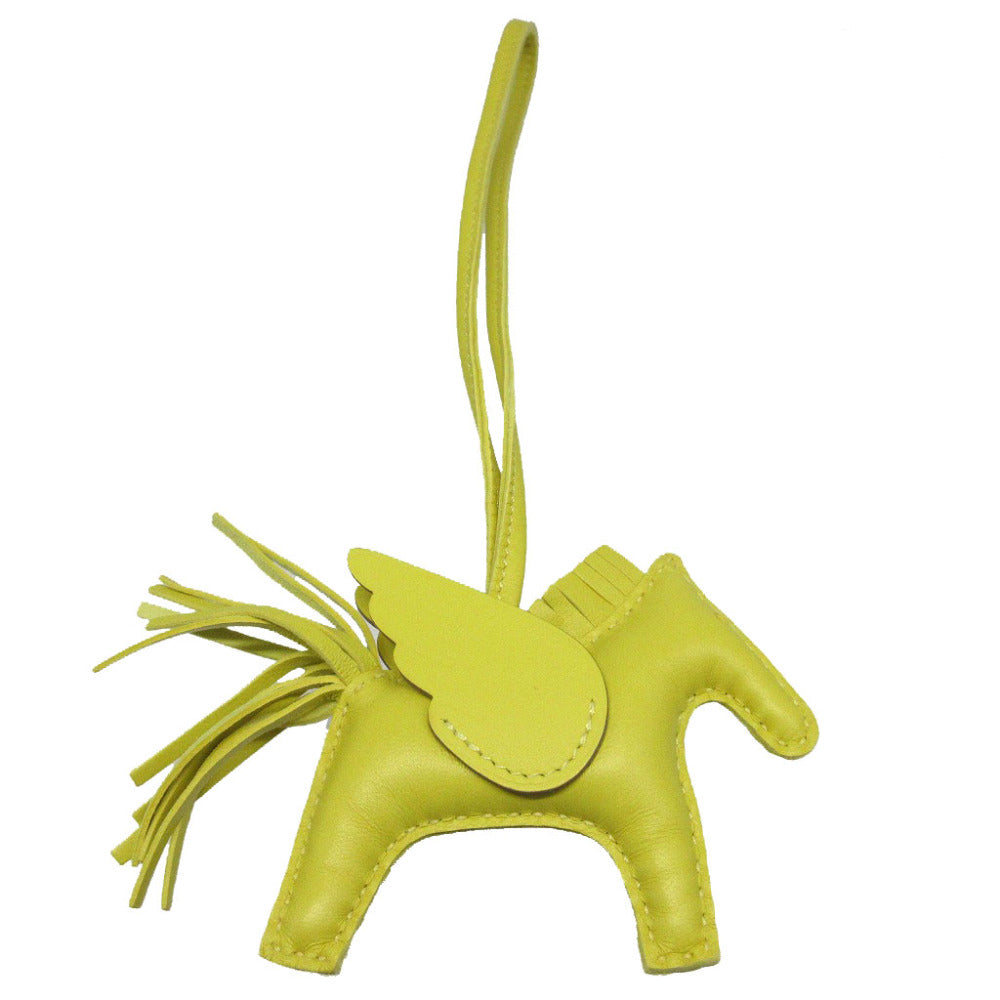 HERMES key ring Anemiro lime Bag charm Rodeo Pegasus PM Women Used Authentic