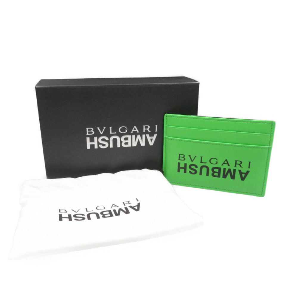 BVLGARI Card Case leather lime green Ambush Collaboration mens(Unisex) Used Authentic