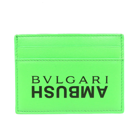 BVLGARI Card Case leather lime green Ambush Collaboration mens(Unisex) Used Authentic