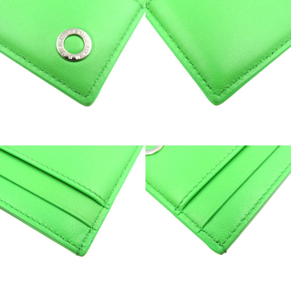 BVLGARI Card Case leather lime green Ambush Collaboration mens(Unisex) Used Authentic