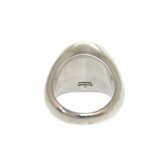 HERMES Ring Silver925, K18 pink gold Silver Exlibris College Chevalier Ring Women 53 Used Authentic