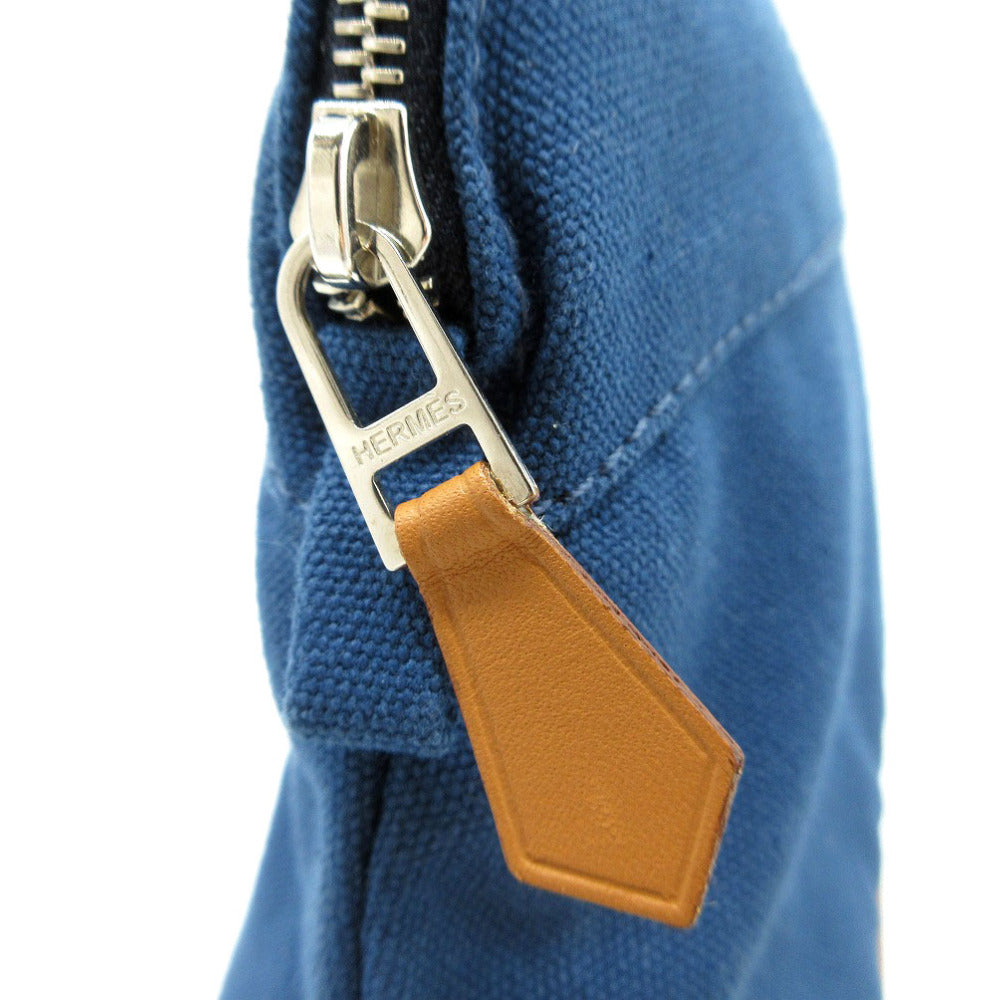 HERMES Pouch cotton blue Bolide Pouch 20 PM Women Used Authentic