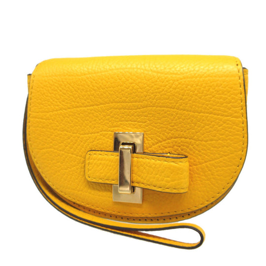 DELVAUX Coin case leather yellow Wallet Women Used Authentic