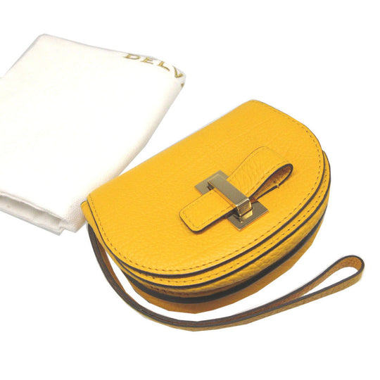 DELVAUX Coin case leather yellow Wallet Women Used Authentic