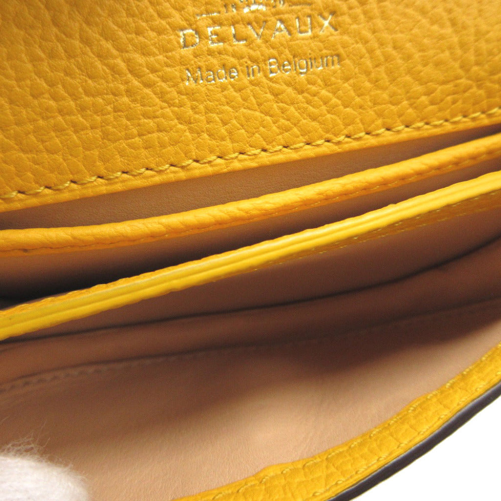 DELVAUX Coin case leather yellow Wallet Women Used Authentic