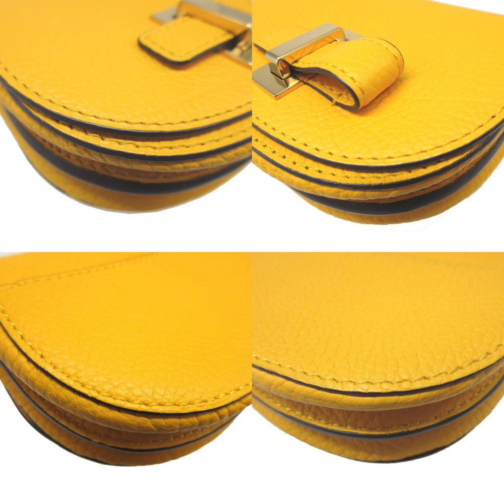 DELVAUX Coin case leather yellow Wallet Women Used Authentic