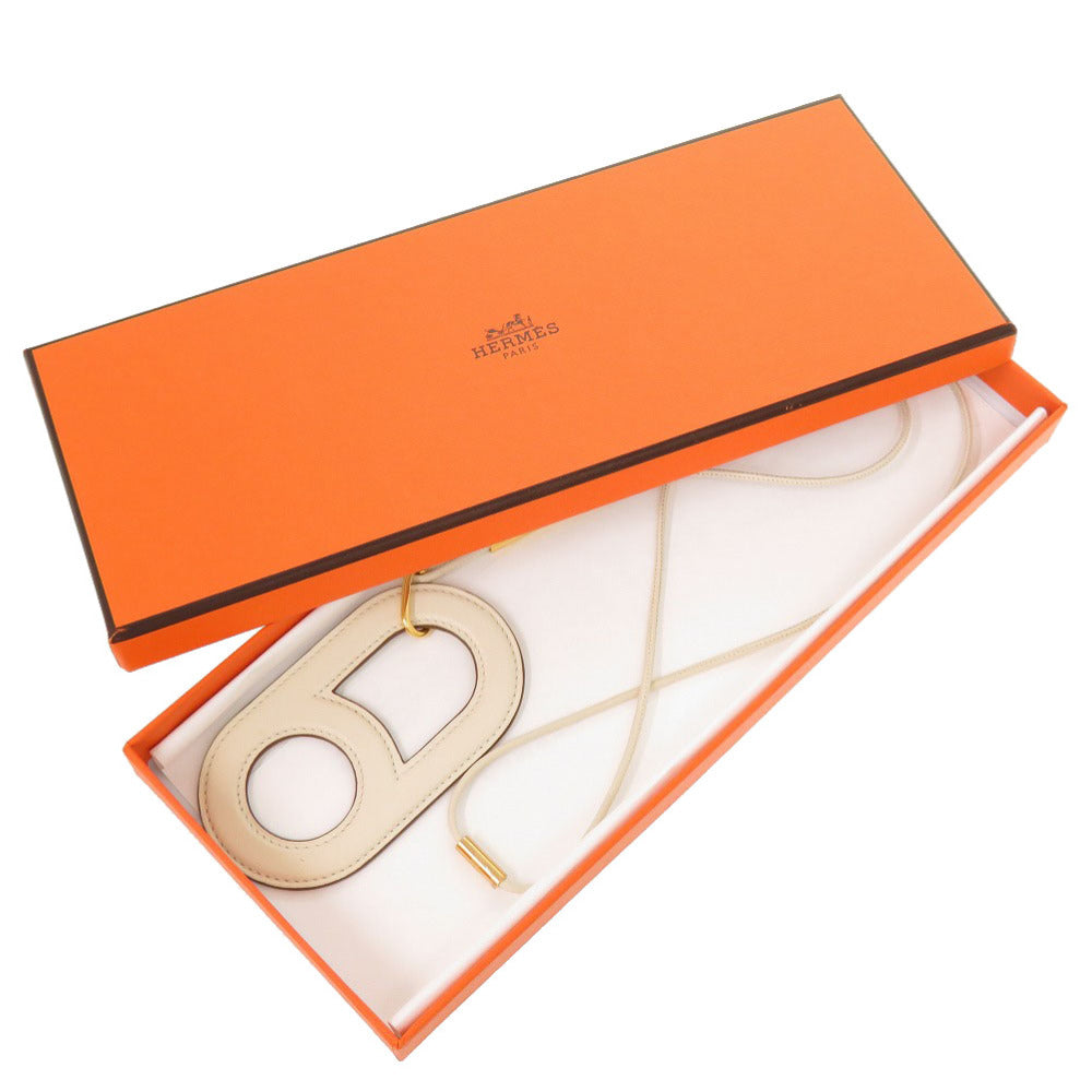 HERMES Necklace Vaux Swift Nata Variations Women Used Authentic