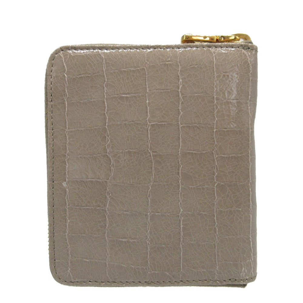 MIUMIU Bifold Wallet Embossed leather gray Compact wallet Zip Around Women Used Authentic