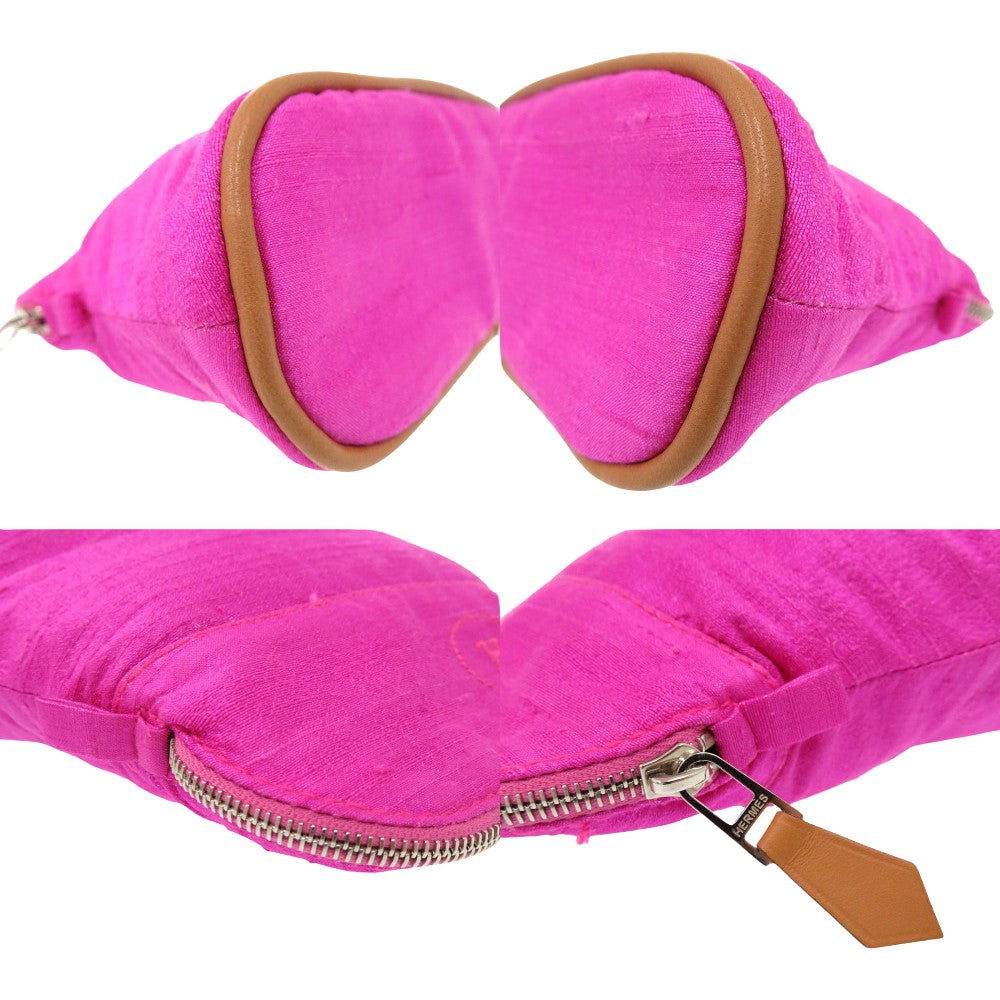 HERMES Pouch silk Rose Pivoine Hermes Bolide Pouch 16 Silk Women Used Authentic