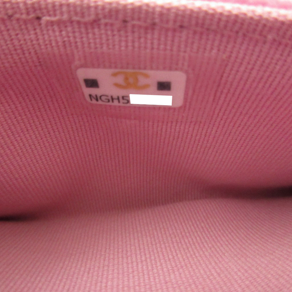 CHANEL Card Case AP3187 Caviar skin pink COCO Mark Matrasse Women Used Authentic