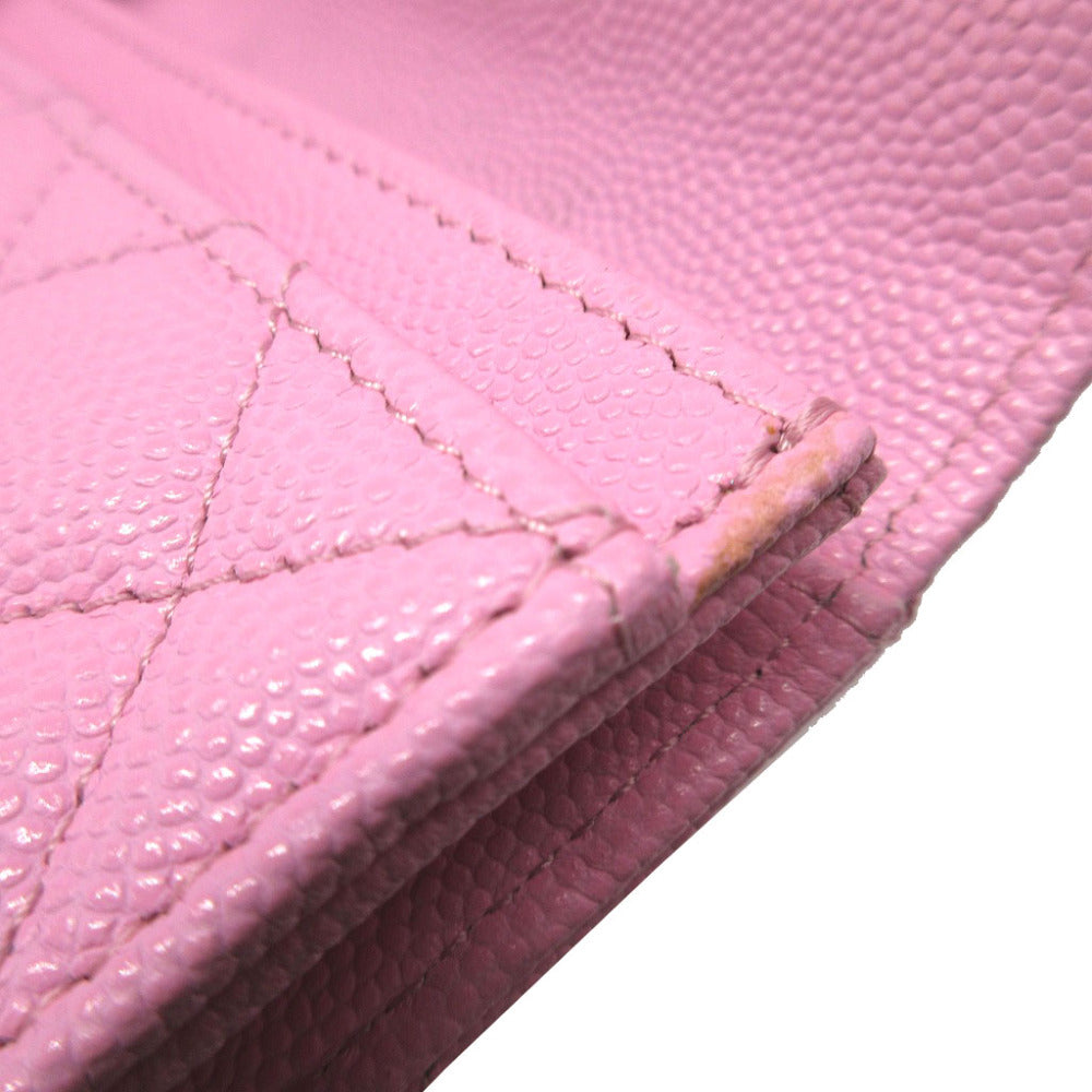 CHANEL Card Case AP3187 Caviar skin pink COCO Mark Matrasse Women Used Authentic