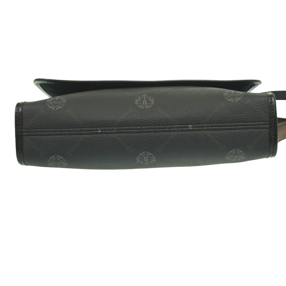 Berluti Shoulder Bag PVC, Leather black Flaneur PM Messenger Bag mens Used Authentic