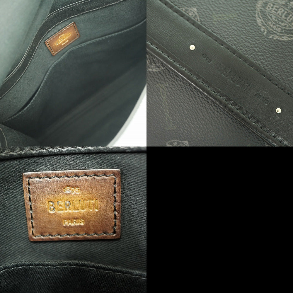 Berluti Shoulder Bag PVC, Leather black Flaneur PM Messenger Bag mens Used Authentic