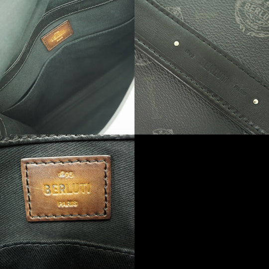 Berluti Shoulder Bag PVC, Leather black Flaneur PM Messenger Bag mens Used Authentic