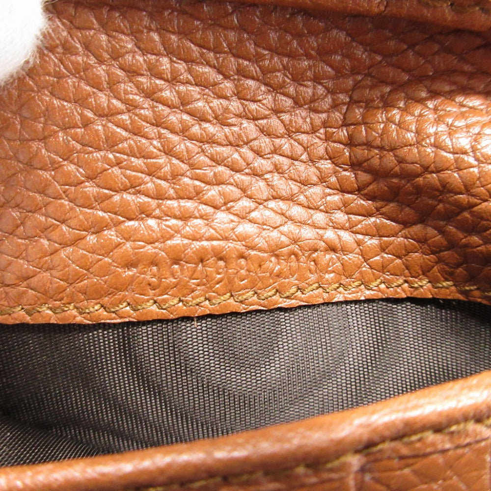 GUCCI Bifold Wallet 739498 leather Brown Bamboo Medium Wallet Double G Women Used Authentic