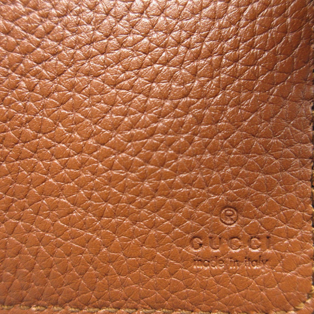 GUCCI Bifold Wallet 739498 leather Brown Bamboo Medium Wallet Double G Women Used Authentic