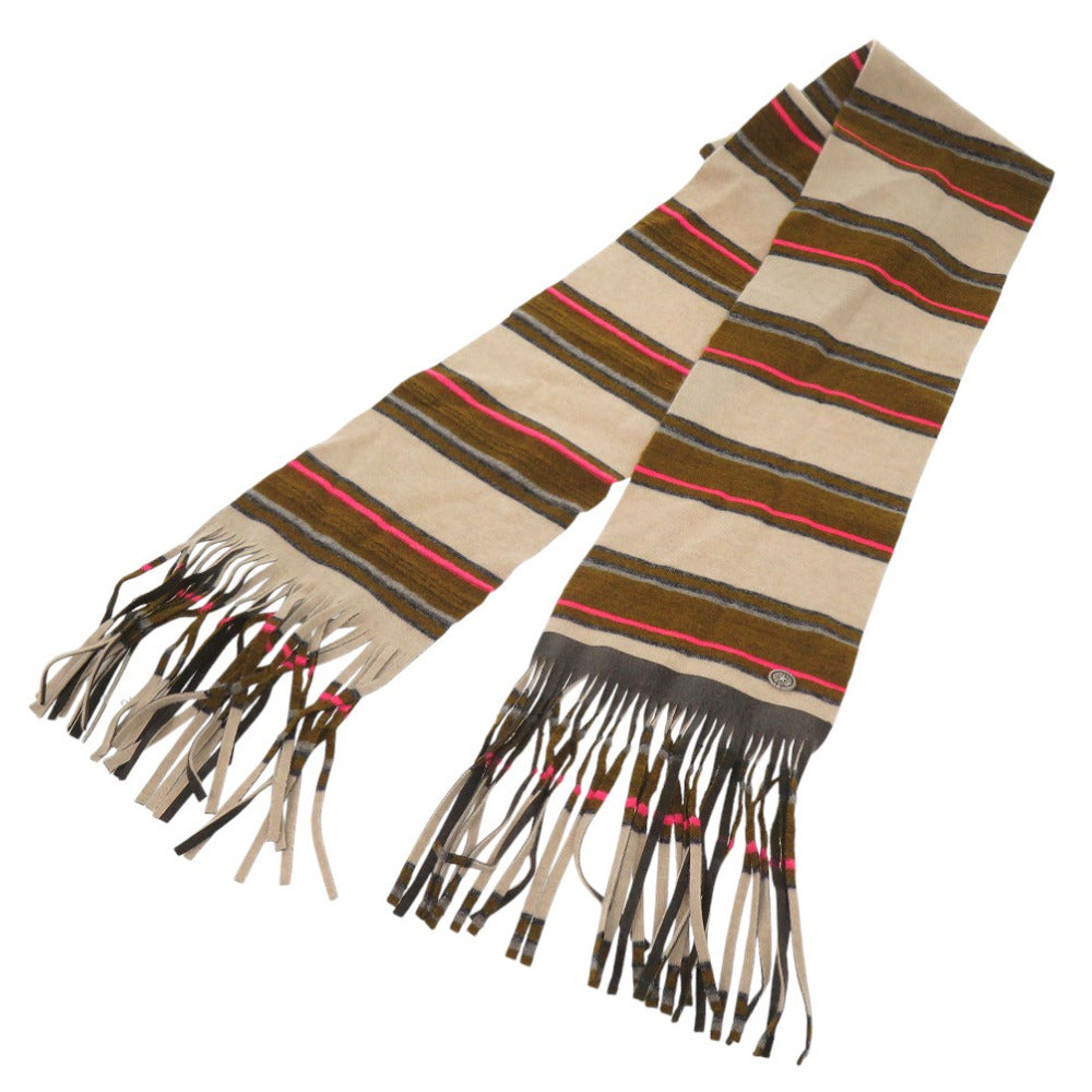 CHANEL Scarf cashmere multicolor Embellished striped cashmere scarf Women Used Authentic