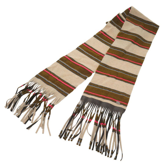CHANEL Scarf cashmere multicolor Embellished striped cashmere scarf Women Used Authentic