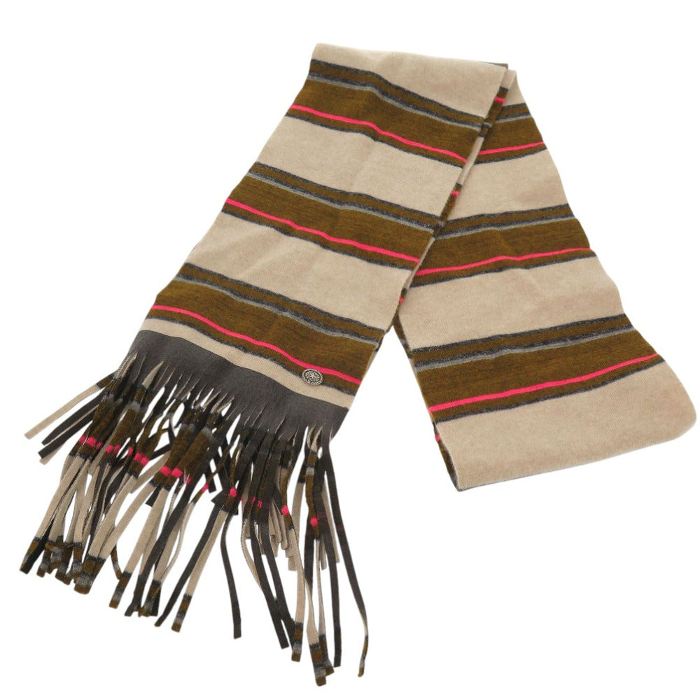 CHANEL Scarf cashmere multicolor Embellished striped cashmere scarf Women Used Authentic