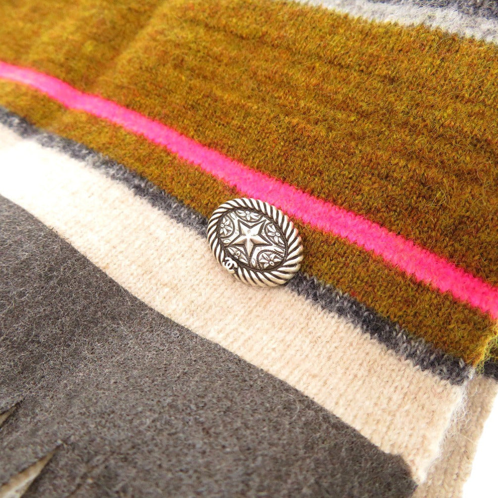 CHANEL Scarf cashmere multicolor Embellished striped cashmere scarf Women Used Authentic