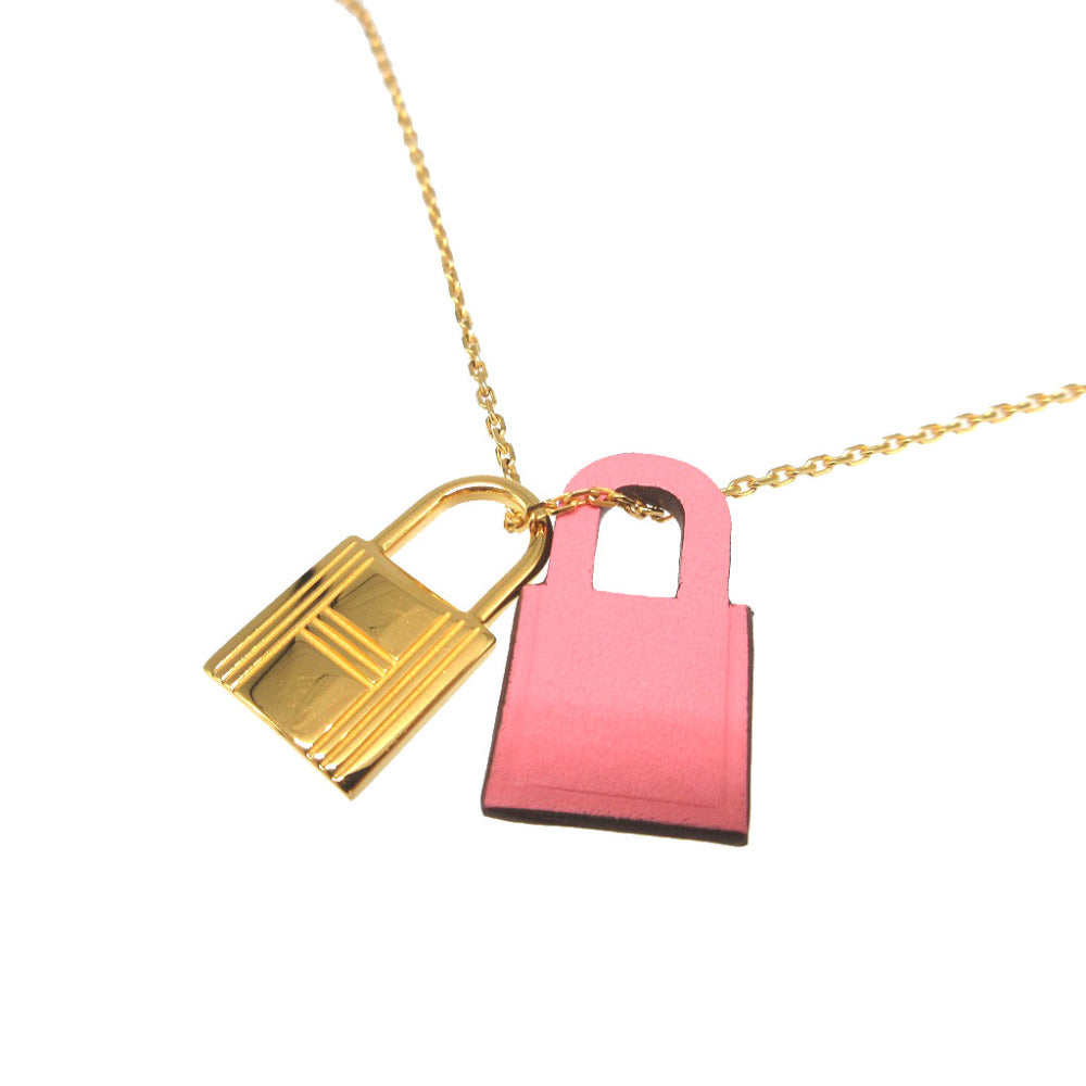 HERMES Necklace Vaux Swift, Gold Plated Rose azare Cadena motif O'Kelly PM Women Used Authentic