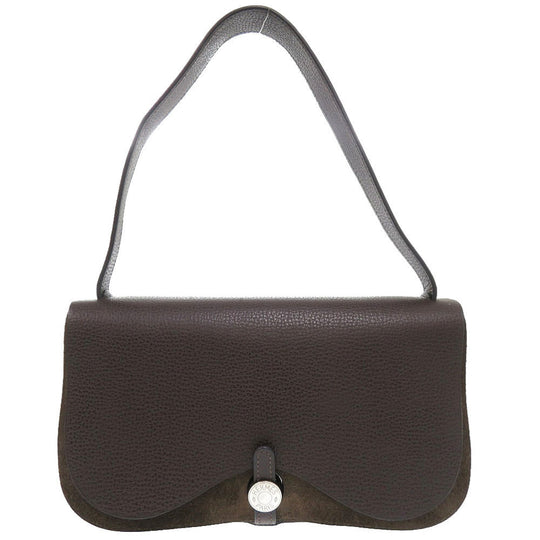 HERMES Handbag Toile Officier, Vache Lieger Havana Colorado PM Women Used Authentic
