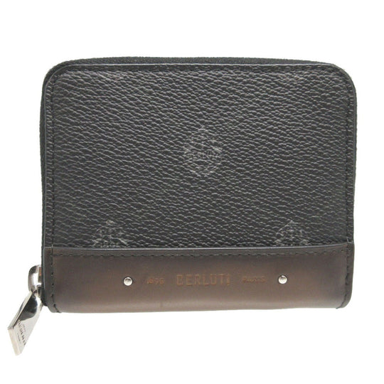Berluti Coin case Leather, Canvas black Zip Around Wapa mens Used Authentic
