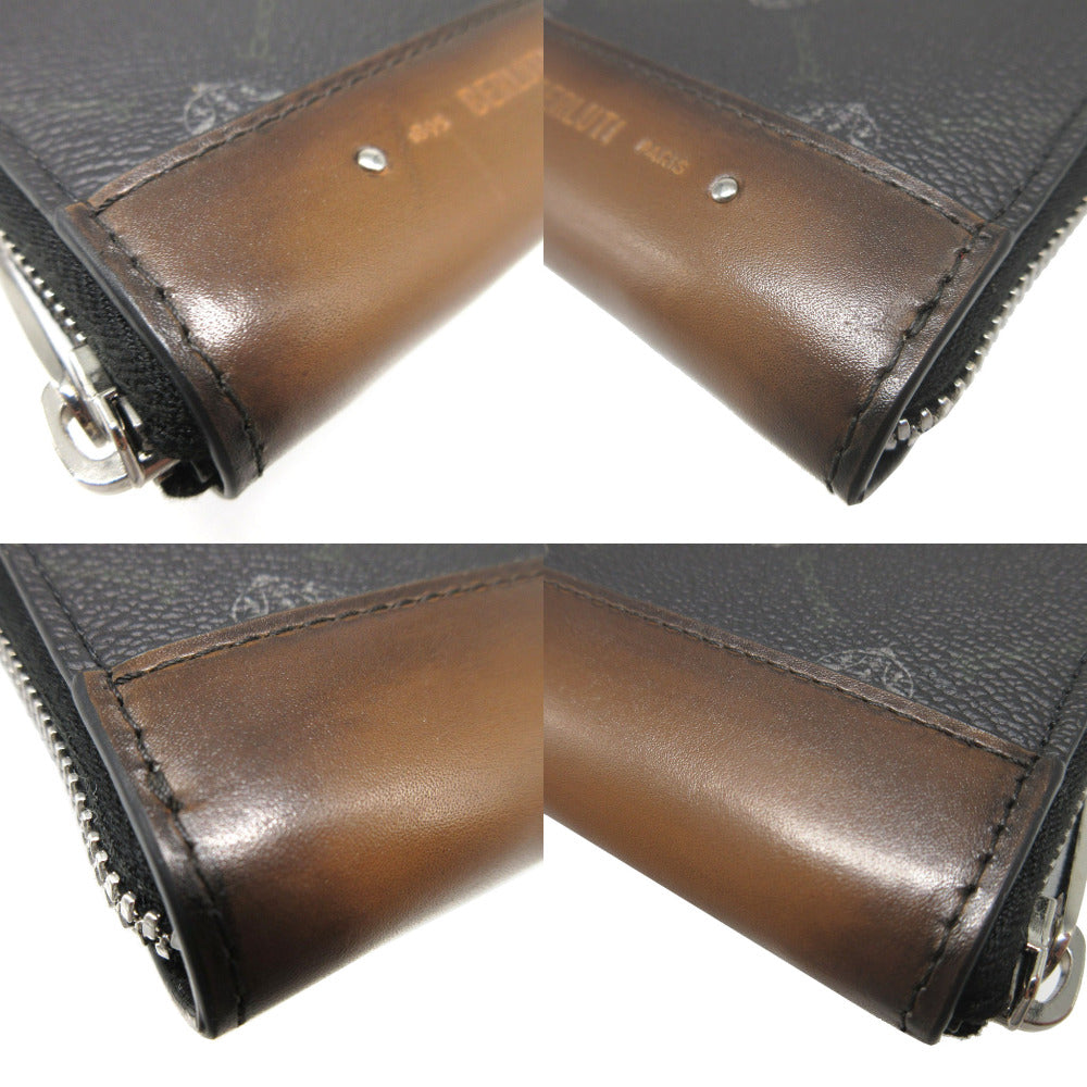 Berluti Coin case Leather, Canvas black Zip Around Wapa mens Used Authentic