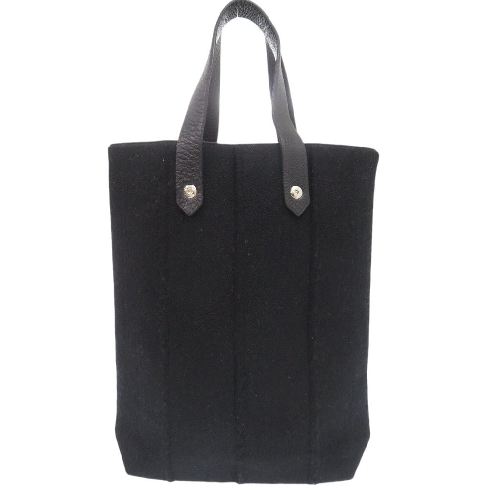 HERMES Tote Bag Wool, Leather black Amedaba Tote Bag Women Used Authentic