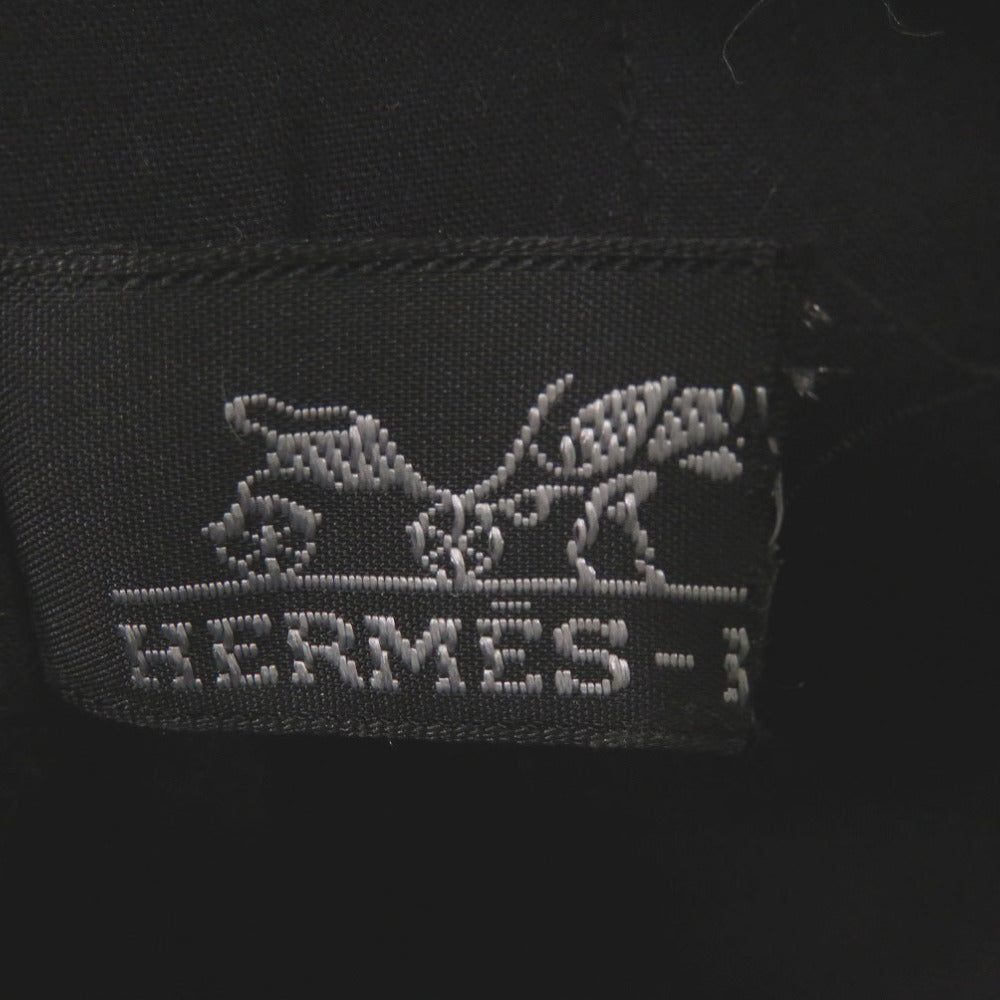 HERMES Tote Bag Wool, Leather black Amedaba Tote Bag Women Used Authentic