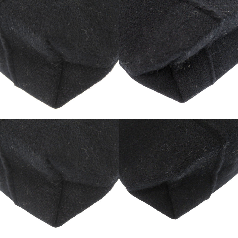 HERMES Tote Bag Wool, Leather black Amedaba Tote Bag Women Used Authentic
