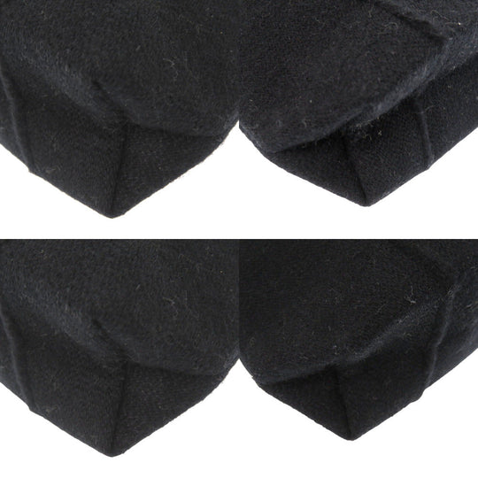 HERMES Tote Bag Wool, Leather black Amedaba Tote Bag Women Used Authentic