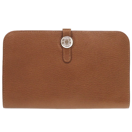 HERMES Long Wallet Purse Shave bronze Dogon GM Midosuji Limited Women Used Authentic