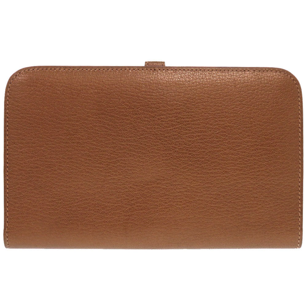 HERMES Long Wallet Purse Shave bronze Dogon GM Midosuji Limited Women Used Authentic