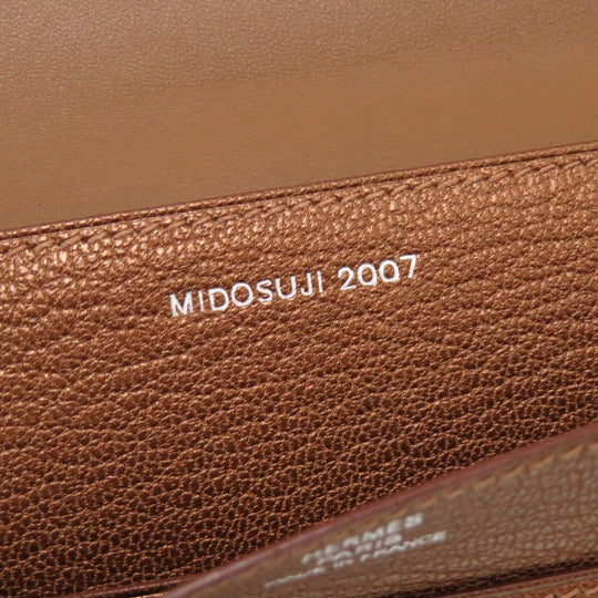 HERMES Long Wallet Purse Shave bronze Dogon GM Midosuji Limited Women Used Authentic