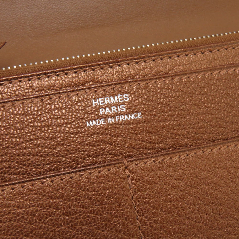 HERMES Long Wallet Purse Shave bronze Dogon GM Midosuji Limited Women Used Authentic