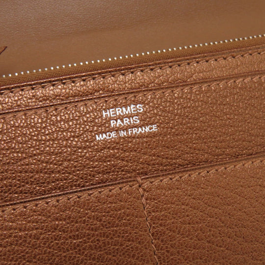 HERMES Long Wallet Purse Shave bronze Dogon GM Midosuji Limited Women Used Authentic