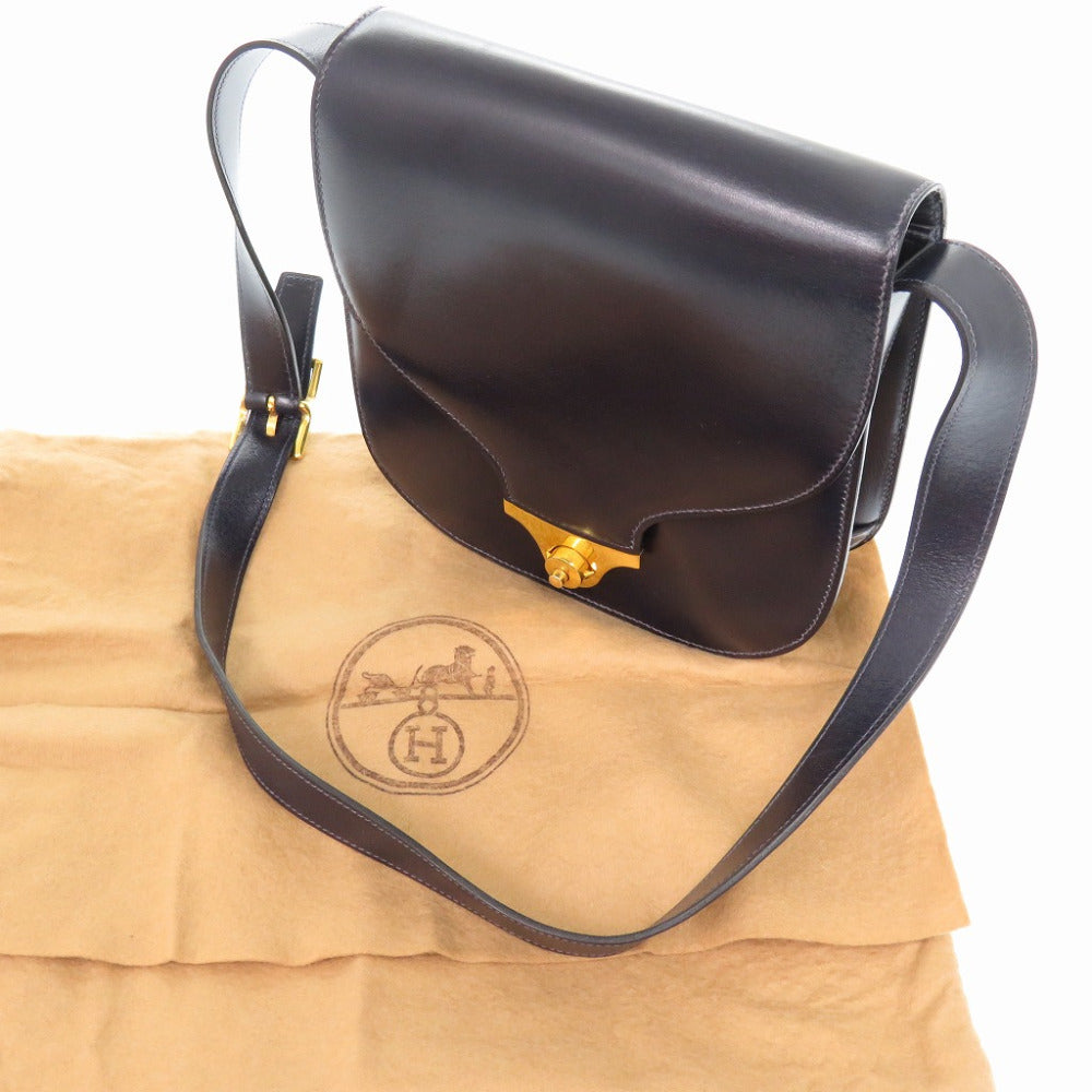 HERMES Shoulder Bag Box scarf black vintage Shoulder Bag Women Used Authentic