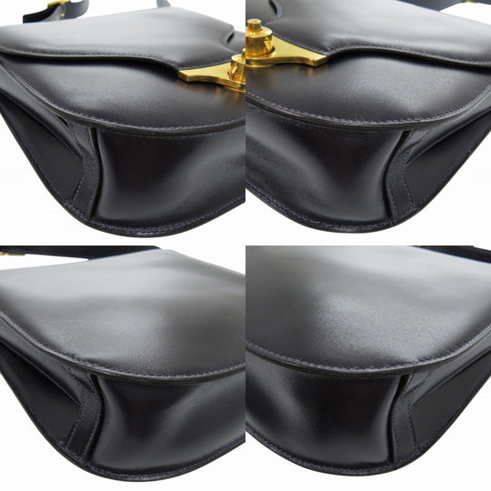 HERMES Shoulder Bag Box scarf black vintage Shoulder Bag Women Used Authentic