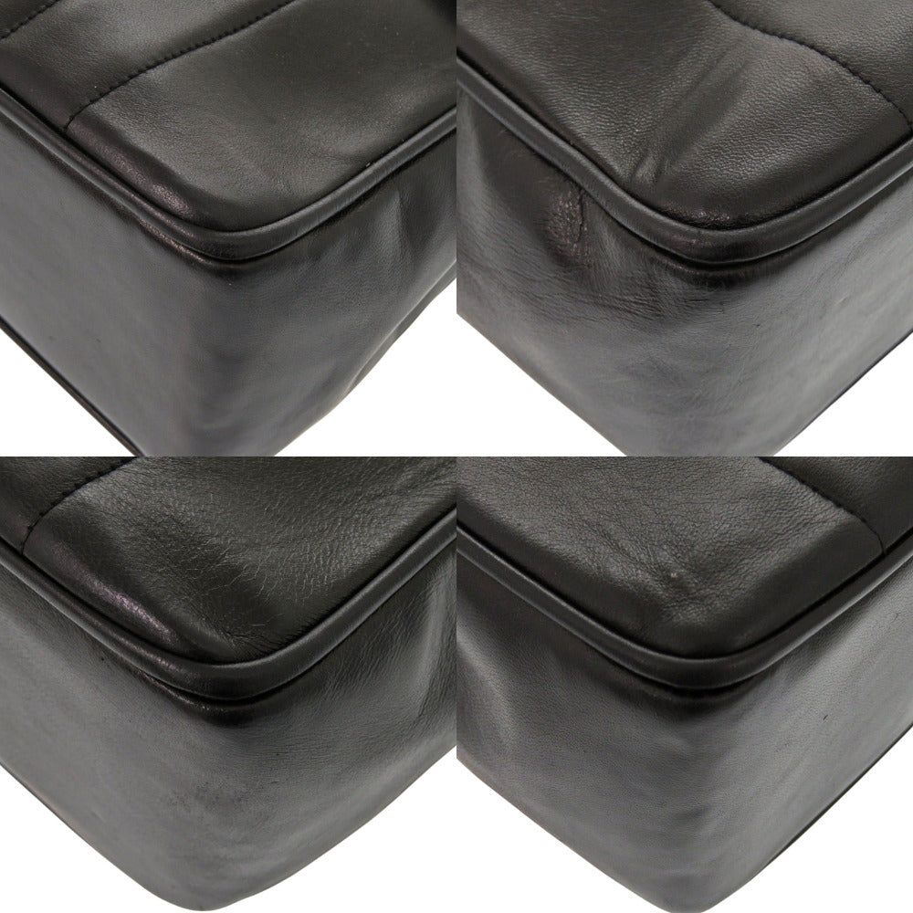 CHANEL Shoulder Bag lambskin black Mademoiselle Deca Matelasse COCO Mark Women Used Authentic