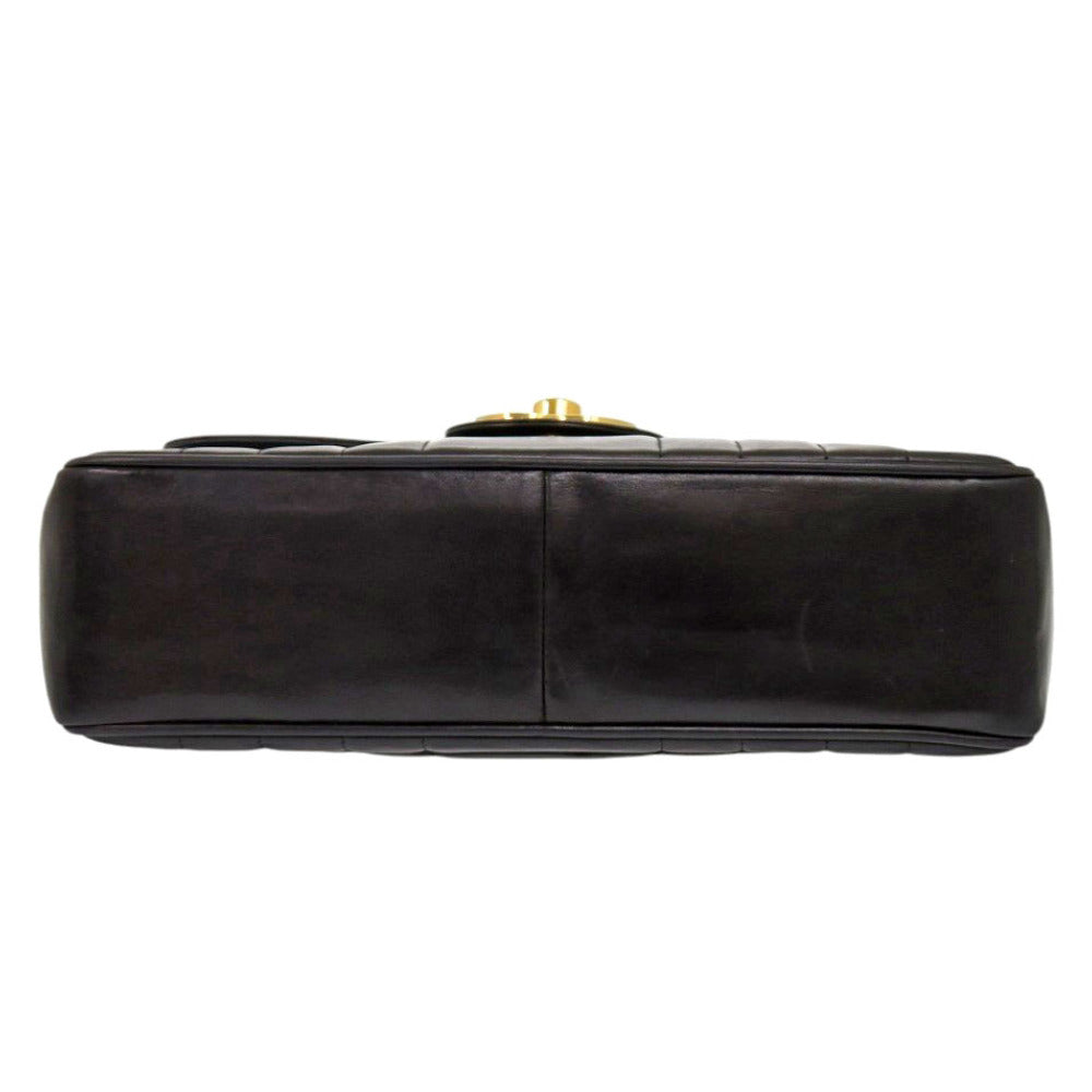 CHANEL Shoulder Bag lambskin black Mademoiselle Deca Matelasse COCO Mark Women Used Authentic