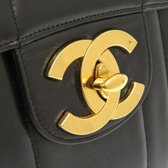 CHANEL Shoulder Bag lambskin black Mademoiselle Deca Matelasse COCO Mark Women Used Authentic