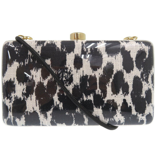 Stella McCartney Shoulder Bag plastic black Leopard Pattern 2WAY Clutch Bag Animal Pattern Women Used Authentic