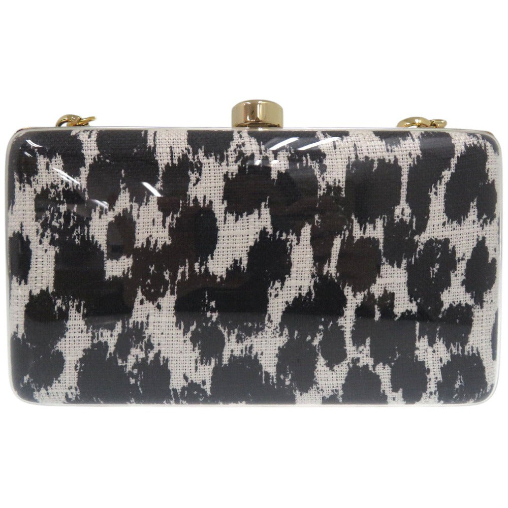 Stella McCartney Shoulder Bag plastic black Leopard Pattern 2WAY Clutch Bag Animal Pattern Women Used Authentic