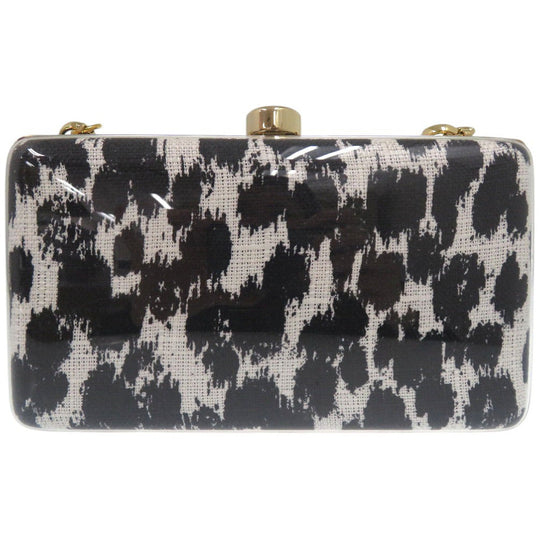 Stella McCartney Shoulder Bag plastic black Leopard Pattern 2WAY Clutch Bag Animal Pattern Women Used Authentic