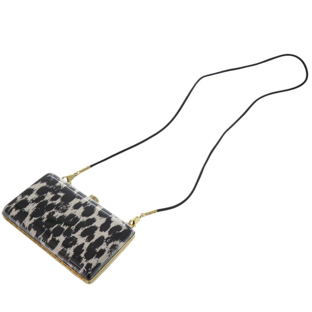 Stella McCartney Shoulder Bag plastic black Leopard Pattern 2WAY Clutch Bag Animal Pattern Women Used Authentic