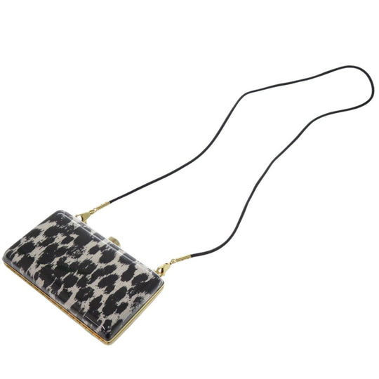 Stella McCartney Shoulder Bag plastic black Leopard Pattern 2WAY Clutch Bag Animal Pattern Women Used Authentic