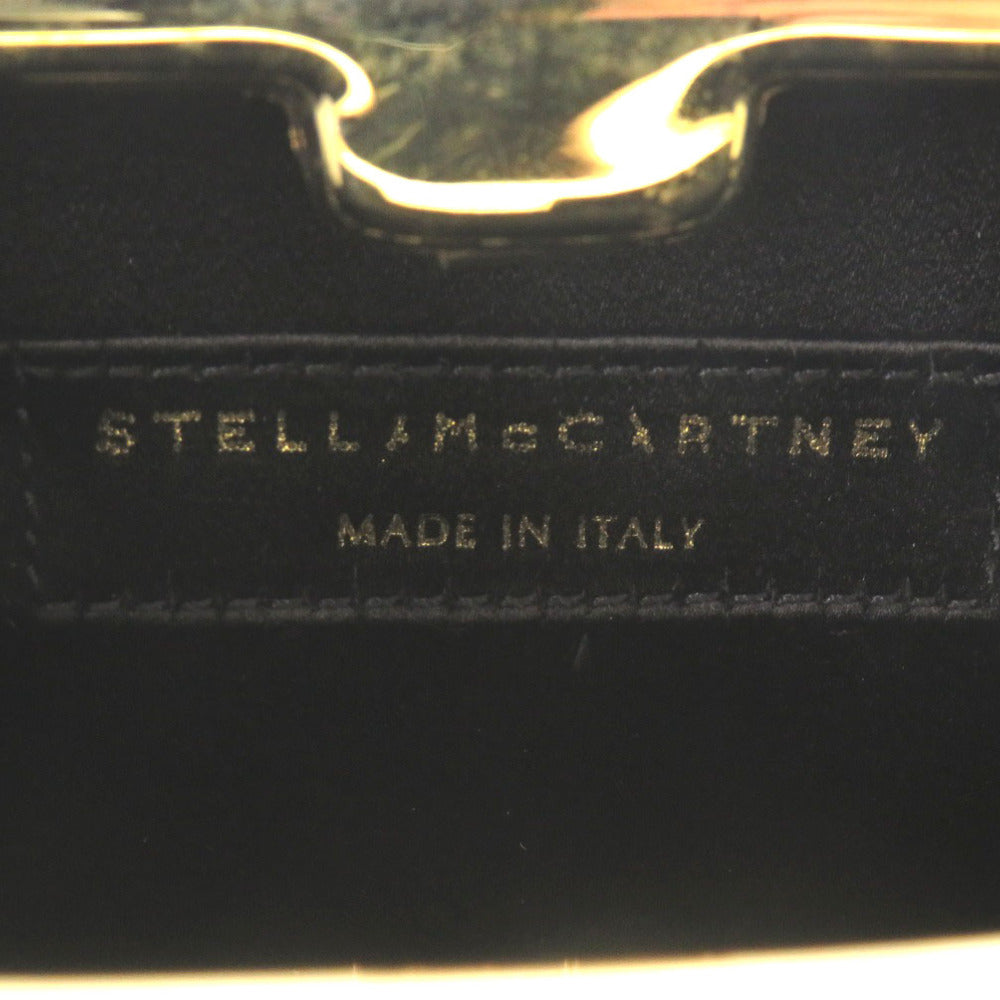 Stella McCartney Shoulder Bag plastic black Leopard Pattern 2WAY Clutch Bag Animal Pattern Women Used Authentic